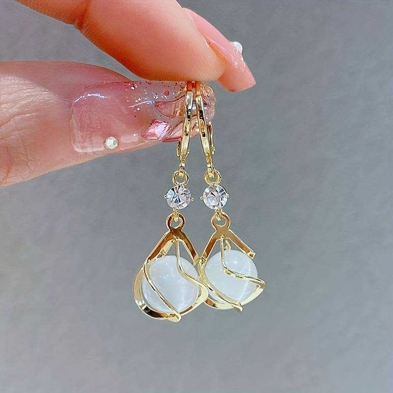 Aurelia™ | Women's White Opal Dangle Earrings