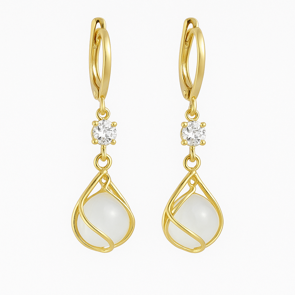 Aurelia™ | Women's White Opal Dangle Earrings