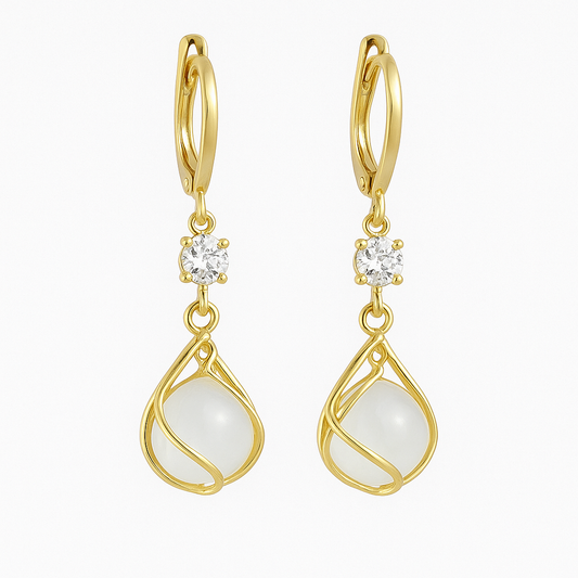 Aurelia™ | Women's White Opal Dangle Earrings